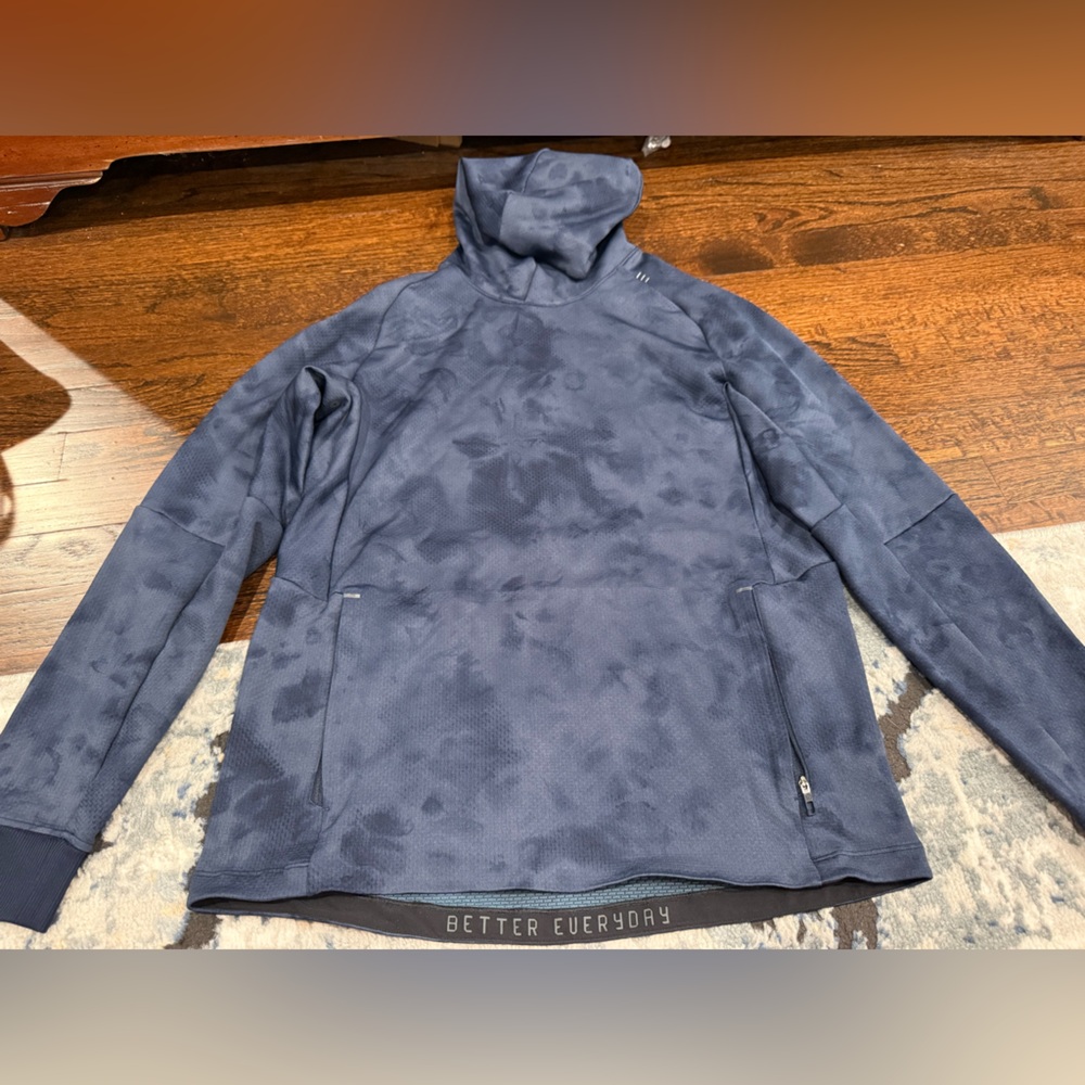 Lululemon mens textured tech hoodie size medium diamond dye iron blue true navy